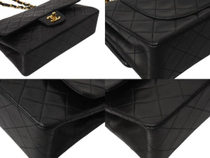 CHANEL シャネル マトラッセ23 Wフラップ ラムスキン 2番台 ブラック ゴールド金具 美品 中古 4c070235