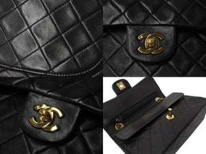 CHANEL シャネル マトラッセ23 Wフラップ ラムスキン 2番台 ブラック ゴールド金具 美品 中古 4c070235