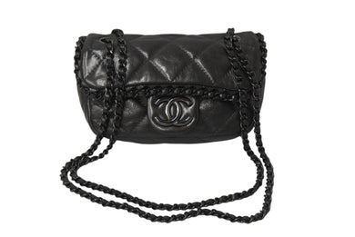 極美品 CHANEL シャネル ミニチェーンショルダーバッグ ココマーク SS 2010 14番台 ラムスキン グレー ガンメタ金具 中古 4c070240