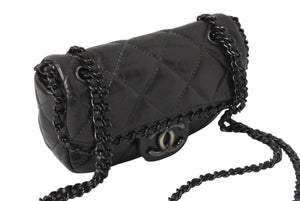 極美品 CHANEL シャネル ミニチェーンショルダーバッグ ココマーク SS 2010 14番台 ラムスキン グレー ガンメタ金具 中古 4c070240