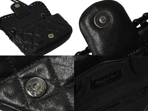 極美品 CHANEL シャネル ミニチェーンショルダーバッグ ココマーク SS 2010 14番台 ラムスキン グレー ガンメタ金具 中古 4c070240
