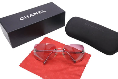 CHANEL シャネル リムレス サングラス 4017-D c.124/58 サイズ62□17 120 ココマーク ラインストーン ピンク グラデーション 美品 中古 4c070244