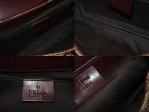 極美品 GUCCI グッチ ワンショルダー チェーンハンド ホースビット 119186 2684 キャンバス レザー ベージュ ワインレッド 中古 4c070253