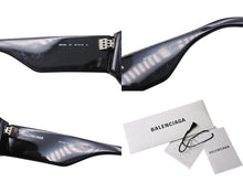 Load image into Gallery viewer, BALENCIAGA バレンシアガ オーバル サングラス メガネ BB0258S イタリア製 ブラック ホワイト サイズ58□18 美品 中古 4c070279