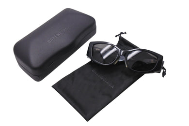 BALENCIAGA バレンシアガ オーバル サングラス メガネ BB0258S イタリア製 ブラック ホワイト サイズ58□18 美品 中古 4c070279