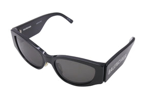 BALENCIAGA バレンシアガ オーバル サングラス メガネ BB0258S イタリア製 ブラック ホワイト サイズ58□18 美品 中古 4c070279