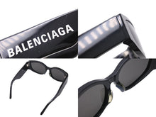Load image into Gallery viewer, BALENCIAGA バレンシアガ オーバル サングラス メガネ BB0258S イタリア製 ブラック ホワイト サイズ58□18 美品 中古 4c070279