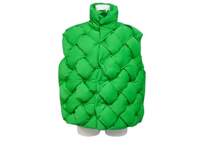 BOTTEGA VENETA ボッテガヴェネタ イントレチャート パテッドナイロンダウンベスト 664055 サイズXS グリーン 美品 中古 4c070284