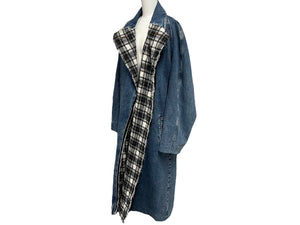 BALENCIAGA バレンシアガ デニムロングコート 556727 サイズ34 18AW 切りっぱなし ラグラン インディゴ コットン 美品 中古 4c070290