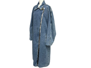 BALENCIAGA バレンシアガ デニムロングコート 556727 サイズ34 18AW 切りっぱなし ラグラン インディゴ コットン 美品 中古 4c070290