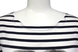 CHANEL シャネル 長袖Ｔシャツ C07811W04206 サイズM 2008年 クリスマス限定 ココマーク ボーダー ホワイト 美品 中古 4c070293