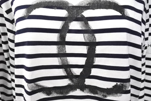 CHANEL シャネル 長袖Ｔシャツ C07811W04206 サイズM 2008年 クリスマス限定 ココマーク ボーダー ホワイト 美品 中古 4c070293