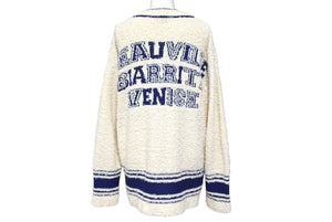 極美品 CHANEL シャネル ニットカーディガン P61037K46380 サイズ34 19SS ツイード ココマーク シルク混 アイボリー ネイビー 中古 4c070295