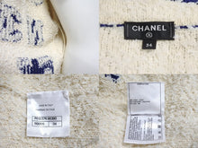 Load image into Gallery viewer, 極美品 CHANEL シャネル ニットカーディガン P61037K46380 サイズ34 19SS ツイード ココマーク シルク混 アイボリー ネイビー 中古 4c070295