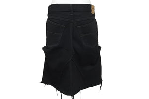 BALENCIAGA バレンシアガ デニムスカート 719270 サイズ36 ダメージ加工 ドッキング ブラック コットン 美品 中古 4c070299