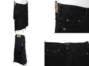 BALENCIAGA バレンシアガ デニムスカート 719270 サイズ36 ダメージ加工 ドッキング ブラック コットン 美品 中古 4c070299