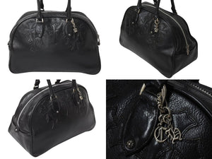 ChromeHearts クロムハーツ 新型 スモール ジムバッグ セメタリークロスパッチ ボストンバッグ CHチャーム ブラック 美品 中古 4c070306
