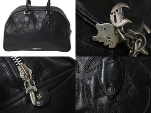 ChromeHearts クロムハーツ 新型 スモール ジムバッグ セメタリークロスパッチ ボストンバッグ CHチャーム ブラック 美品 中古 4c070306