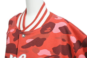 ABATHINGAPE アベイシングエイプ ファレル カモ スウェット スタジャン JAPAN製 コットン レッド ホワイト サイズL 美品 中古 4c070315 