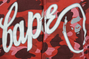 ABATHINGAPE アベイシングエイプ ファレル カモ スウェット スタジャン JAPAN製 コットン レッド ホワイト サイズL 美品 中古 4c070315 