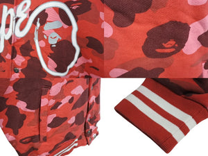 ABATHINGAPE アベイシングエイプ ファレル カモ スウェット スタジャン JAPAN製 コットン レッド ホワイト サイズL 美品 中古 4c070315 