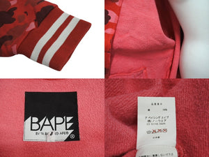 ABATHINGAPE アベイシングエイプ ファレル カモ スウェット スタジャン JAPAN製 コットン レッド ホワイト サイズL 美品 中古 4c070315 
