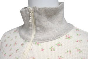未使用 KAPITAL キャピタル ワッフル天竺 小花pt ZIPダウンスリーブ ハーフZIP ロンT EK-1662LC サイズ1 中古 4c070332 