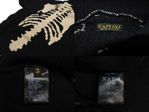 未使用 KAPITAL キャピタル 24AW ニット BONE ボーン 5G ウール ブラック ホワイト フードセーター サイズ3 K2410KN079 中古 4c070333 