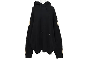 未使用 KAPITAL キャピタル 24AW ニット BONE ボーン 5G ウール ブラック ホワイト フードセーター サイズ3 K2410KN079 中古 4c070333 