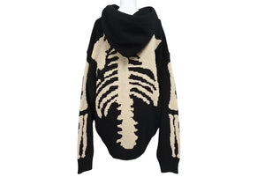 未使用 KAPITAL キャピタル 24AW ニット BONE ボーン 5G ウール ブラック ホワイト フードセーター サイズ3 K2410KN079 中古 4c070333 