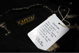未使用 KAPITAL キャピタル 24AW ニット BONE ボーン 5G ウール ブラック ホワイト フードセーター サイズ3 K2410KN079 中古 4c070333 