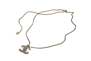 CHANEL シャネル ココマーク ネックレス アクセサリー スクエアラインストーン ラウンドストーン GP ゴールド 美品 中古 4c070359