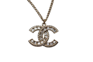 CHANEL シャネル ココマーク ネックレス アクセサリー スクエアラインストーン ラウンドストーン GP ゴールド 美品 中古 4c070359