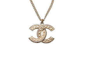 CHANEL シャネル ココマーク ネックレス アクセサリー スクエアラインストーン ラウンドストーン GP ゴールド 美品 中古 4c070359