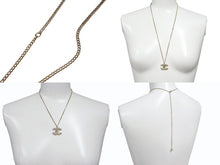 Load image into Gallery viewer, CHANEL シャネル ココマーク ネックレス アクセサリー スクエアラインストーン ラウンドストーン GP ゴールド 美品 中古 4c070359