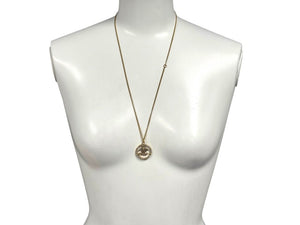 CHANEL シャネル ネックレス ココマーク サークルスウィング アクセサリー GP ラインストーン ゴールド 美品 中古 4c070365