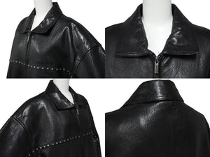 pellepelle ペレペレ レザージャケット ビックシルエット スタッズ ナイロン レザー ブラック 美品 中古 4c070376