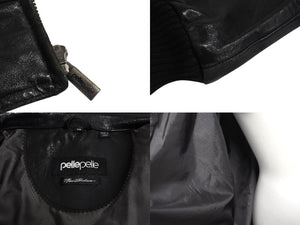 pellepelle ペレペレ レザージャケット ビックシルエット スタッズ ナイロン レザー ブラック 美品 中古 4c070376