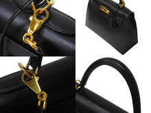 Load image into Gallery viewer, 新品同様 HERMES エルメス ケリー28 外縫い ブラック ◻︎D刻印 カーフスキン ゴールド金具 V金具 ハンドバッグ 中古 4c070377