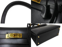 Load image into Gallery viewer, 新品同様 HERMES エルメス ケリー28 外縫い ブラック ◻︎D刻印 カーフスキン ゴールド金具 V金具 ハンドバッグ 中古 4c070377
