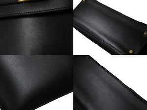 新品同様 HERMES エルメス ケリー28 外縫い ブラック ◻︎D刻印 カーフスキン ゴールド金具 V金具 ハンドバッグ 中古 4c070377