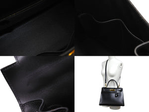 新品同様 HERMES エルメス ケリー28 外縫い ブラック ◻︎D刻印 カーフスキン ゴールド金具 V金具 ハンドバッグ 中古 4c070377