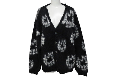 新品未使用 SAINT Mxxxxxx × DENIM TEARS セントマイケル モヘア カーディガン ブラック ホワイト SMYS10000C50 中古 4c070381