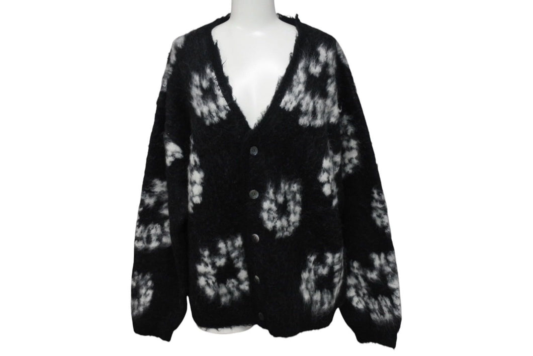 新品未使用 SAINT Mxxxxxx × DENIM TEARS セントマイケル モヘア カーディガン ブラック ホワイト SMYS10000C50 中古 4c070381