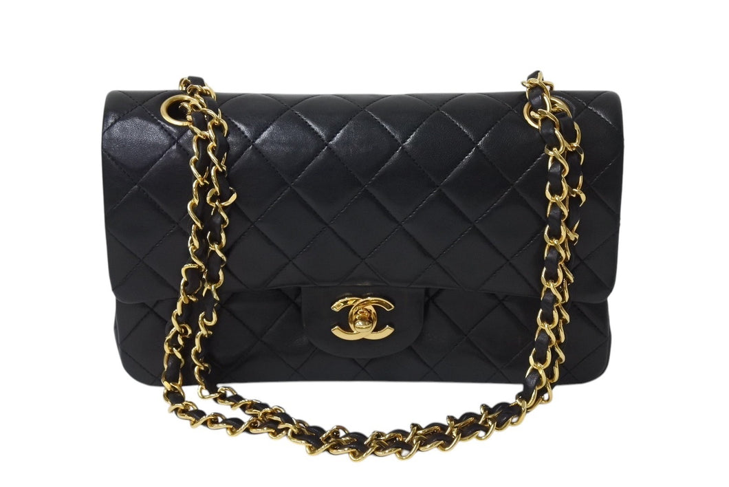 CHANEL シャネル マトラッセ23 Wフラップ チェーン ショルダーバッグ ラムスキン 1番台 ブラック ゴールド金具 美品 中古 4c070383