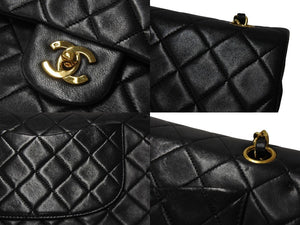 CHANEL シャネル マトラッセ23 Wフラップ チェーン ショルダーバッグ ラムスキン 1番台 ブラック ゴールド金具 美品 中古 4c070383