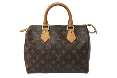 LOUIS VUITTON ルイヴィトン スピーディ25 ハンドバッグ M41528 旧型 モノグラム PVC レザー ゴールド金具 ブラウン 良品 中古 4c070384