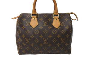 LOUIS VUITTON ルイヴィトン スピーディ25 ハンドバッグ M41528 旧型 モノグラム PVC レザー ゴールド金具 ブラウン 良品 中古 4c070384