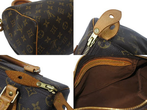 LOUIS VUITTON ルイヴィトン スピーディ25 ハンドバッグ M41528 旧型 モノグラム PVC レザー ゴールド金具 ブラウン 良品 中古 4c070384