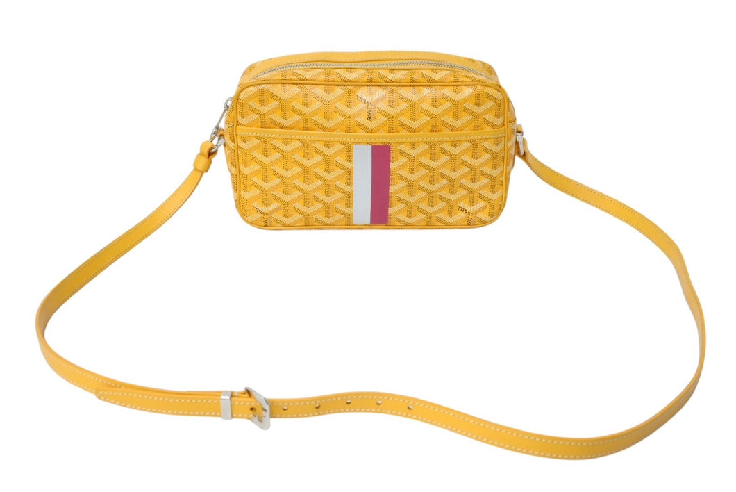 GOYARD ゴヤール カップヴェールPMバッグ ショルダーバッグ CAPVE2PMLTY08CL08P イエロー シルバー金具 PVC レザー 美品 中古 4c070387